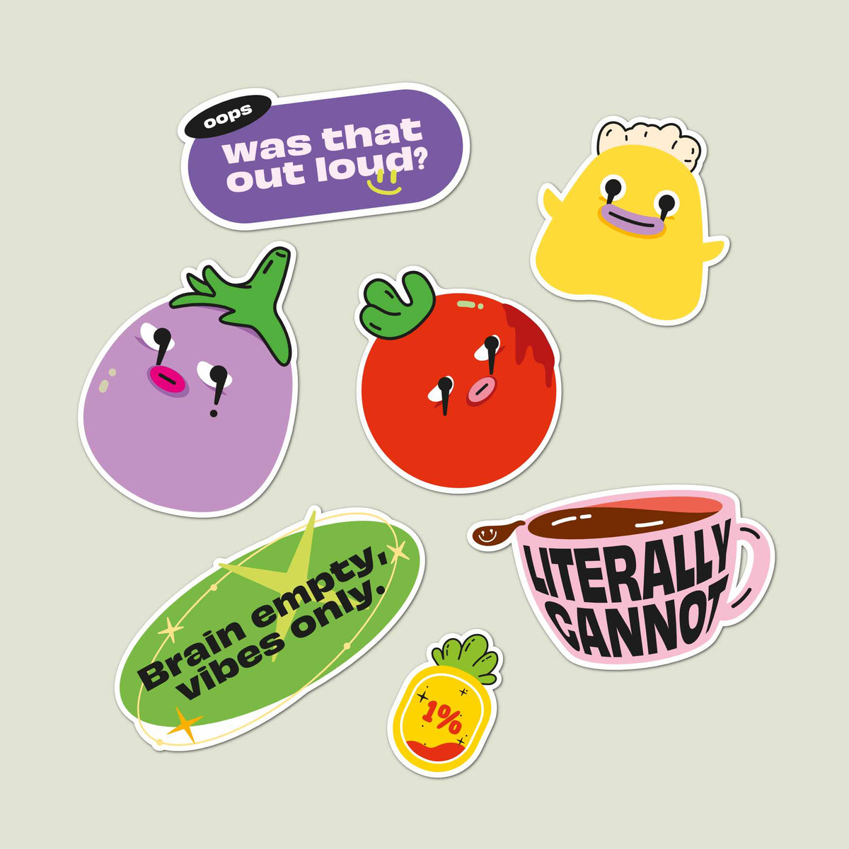 Low Battery Sticker Pack — full set of 7 HOSY & Co. stickers